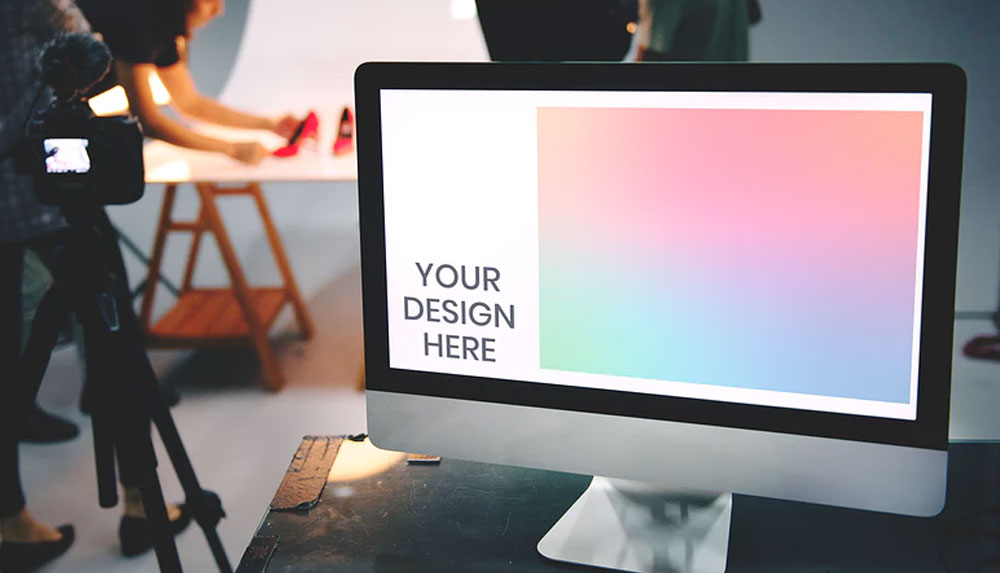 Computer Mockup in a Photo Studio