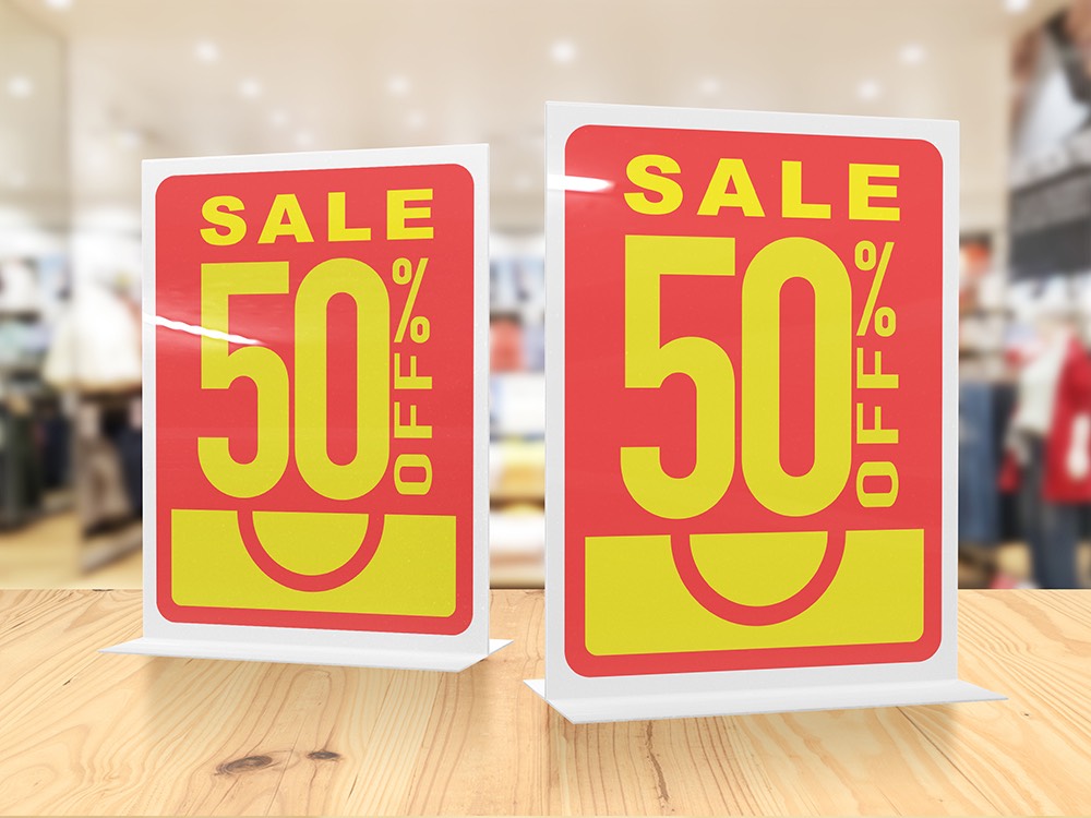 Download Acrylic Table Sign Discount Mockups - Free PSD Mockups