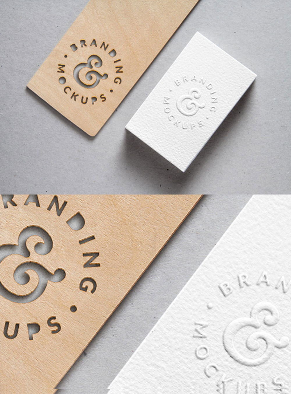 Download Cutout Wood Embossed B-Card MockUp - Free PSD Mockups