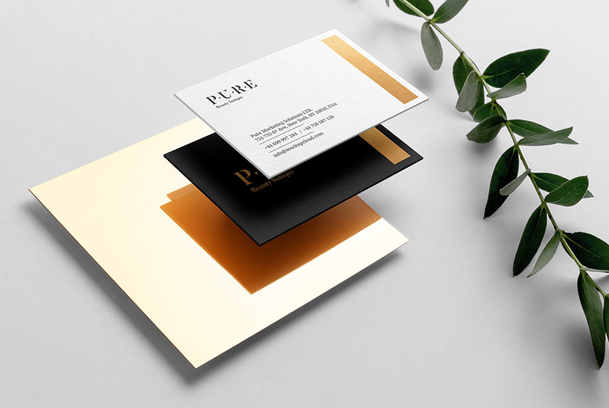 Free Floating Business Card Mockup