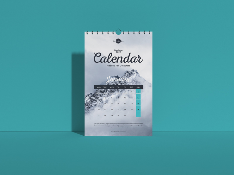 Free Wall Calendar Mockup 2020