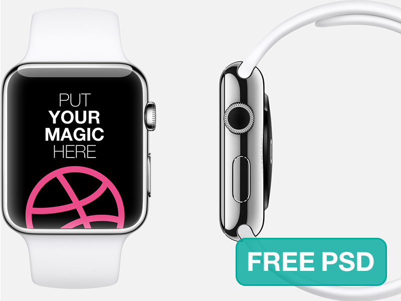 White and Silver Apple Watch Mockup