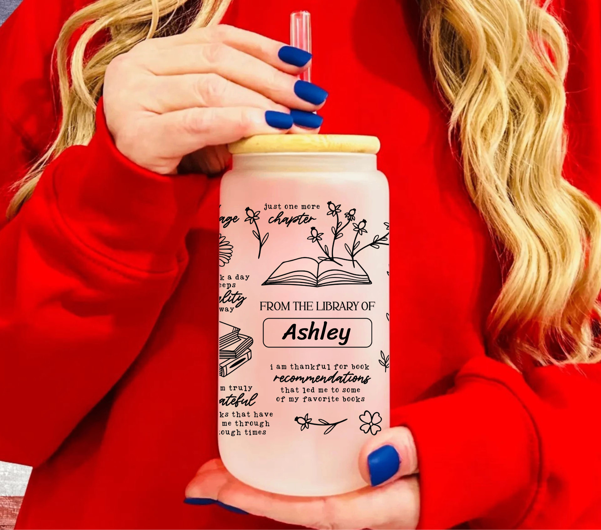 Personalized Book Lover Glass Tumbler