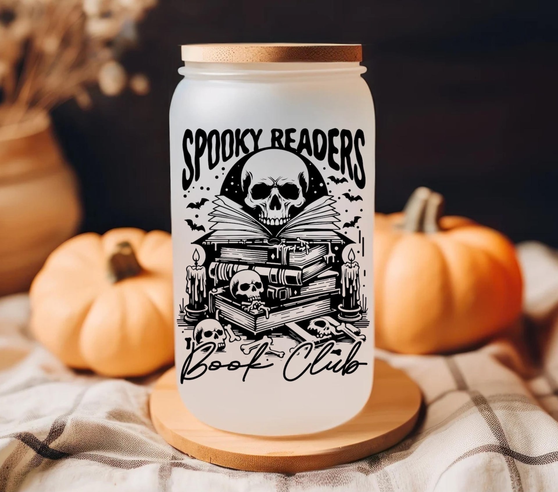 Spooky Readers Book Club Glass Tumbler