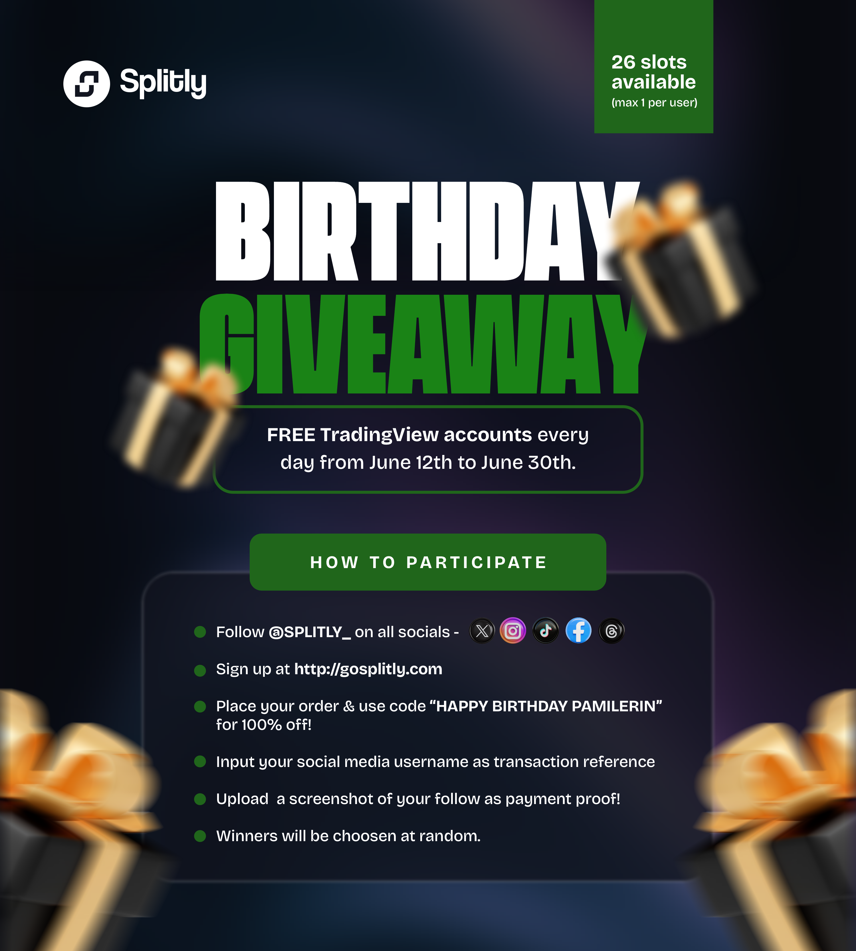 Celebrate Pamilerin's Birthday Month with a FREE TradingView Account Giveaway!