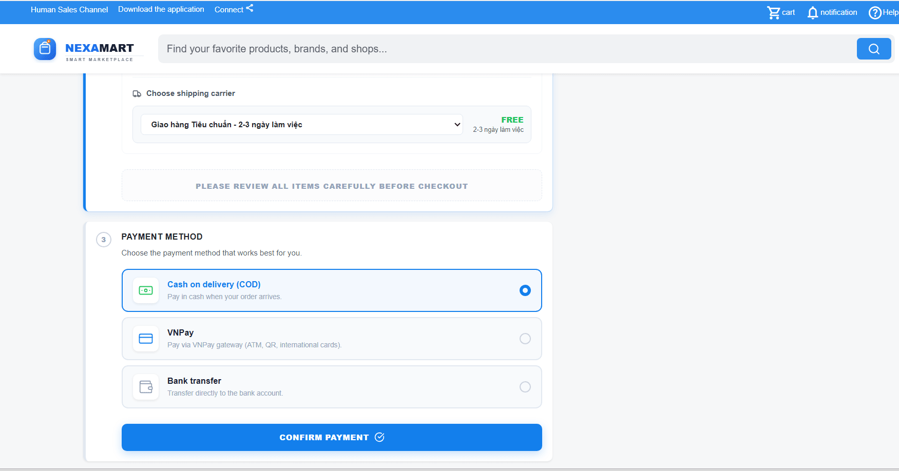 Checkout Screen 1