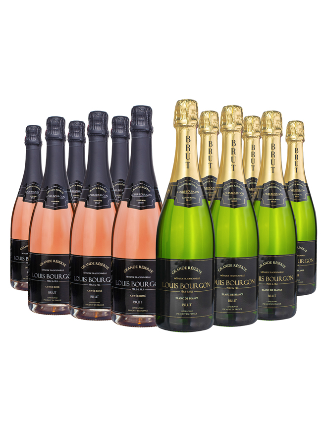Louis Bourgon Grande Réserve Brut - 6 Blanc de Blancs - 6 Cuvée Rosé
