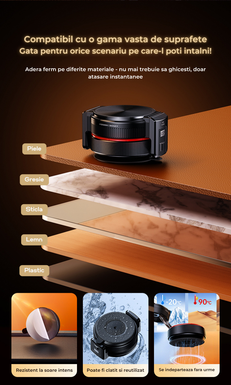 Suport auto universal Kaylia nano gel prezentare infografic 4