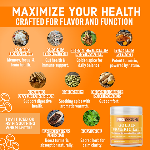 Golden Turmeric Latte Adaptogenic ‘Shrooms for Mind & Body