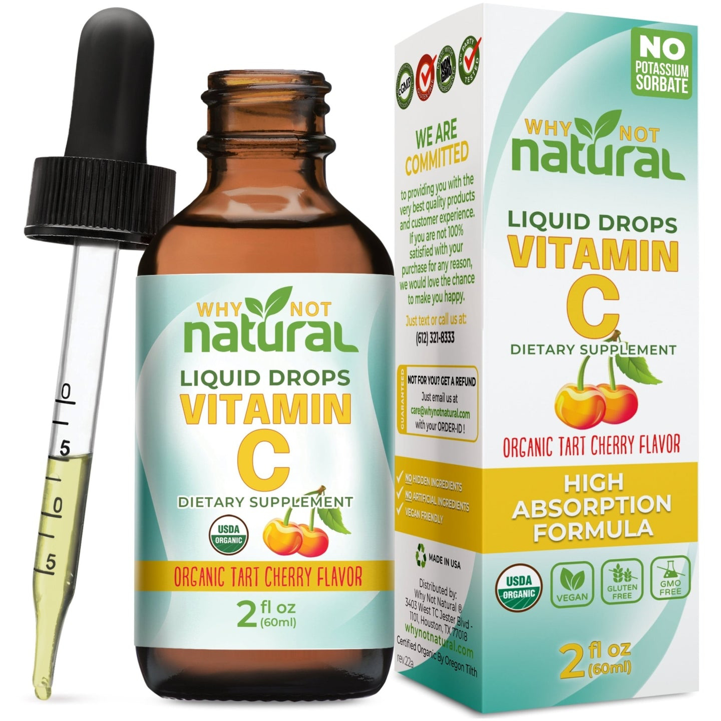 Liquid Vitamin C Drops Organic Tart Cherry Flavor