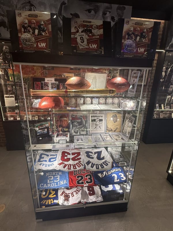 Memorabilia case at Mo Bamba Cards & Collectibles