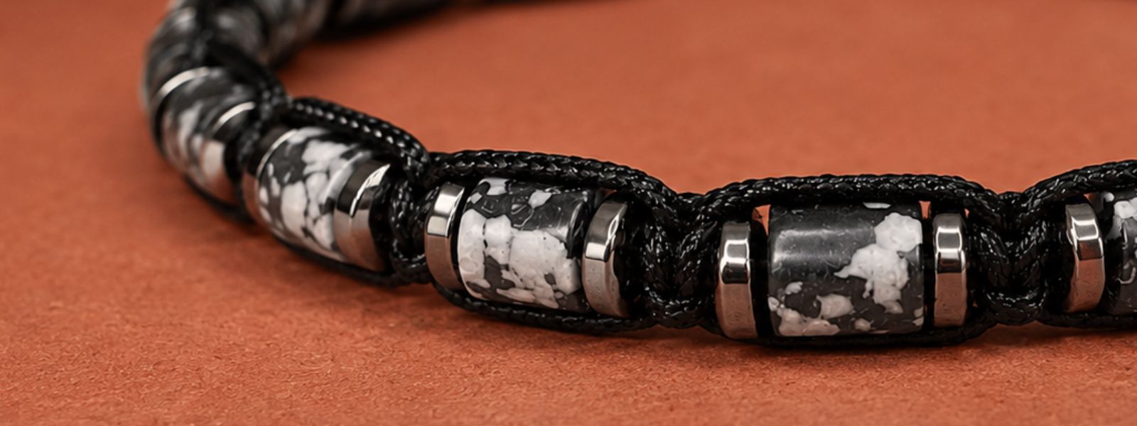 Detalle obsidiana nevada hematite pulsera Bona NEO MEN