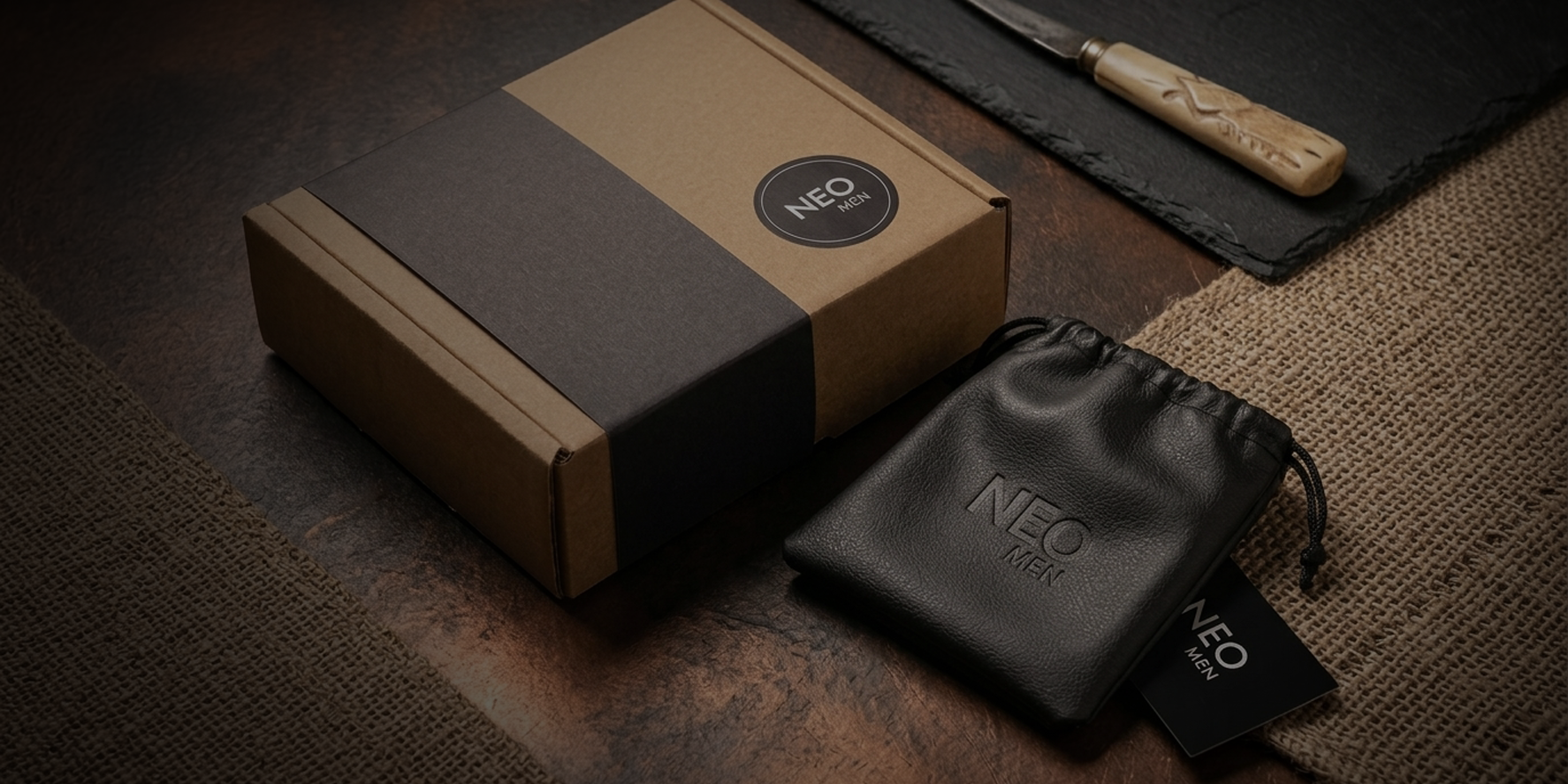 Packaging NEO MEN bolsa de ecocuero elegante