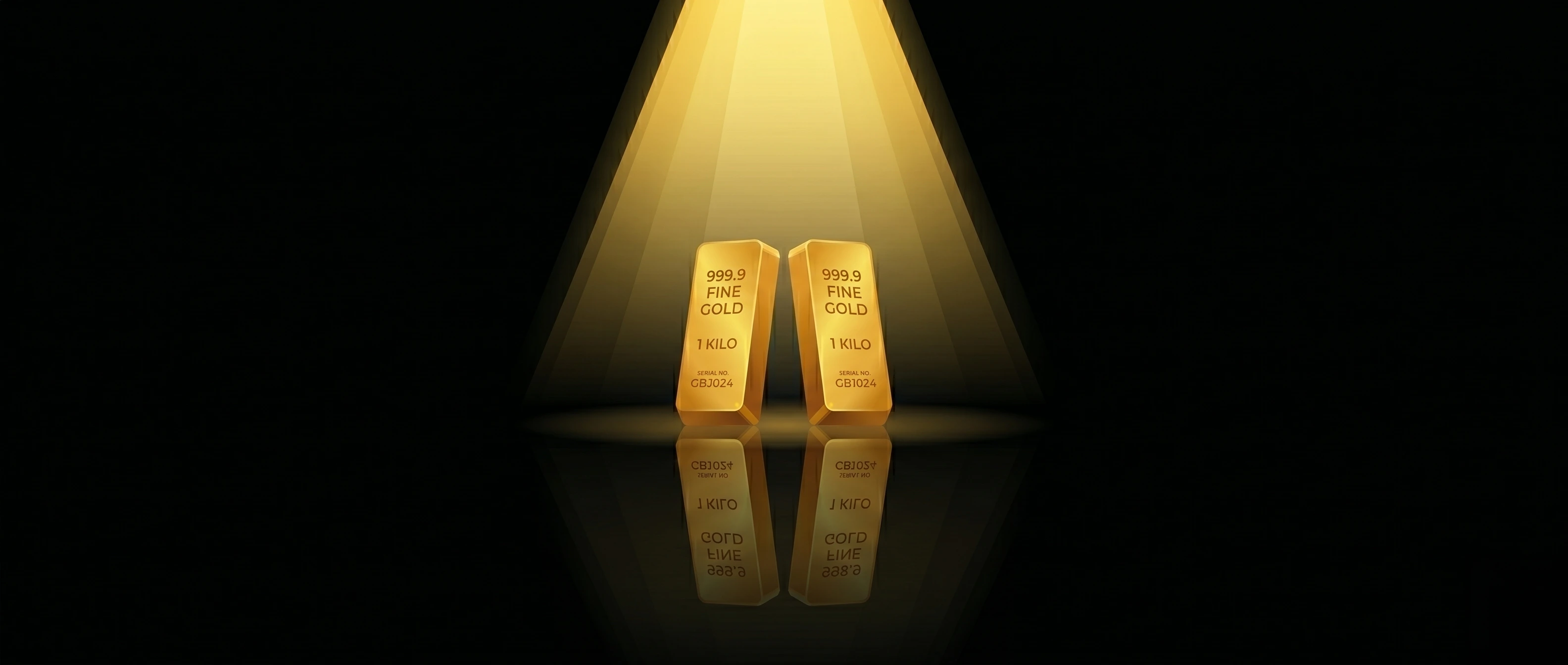 Two gold bars under spotlight
