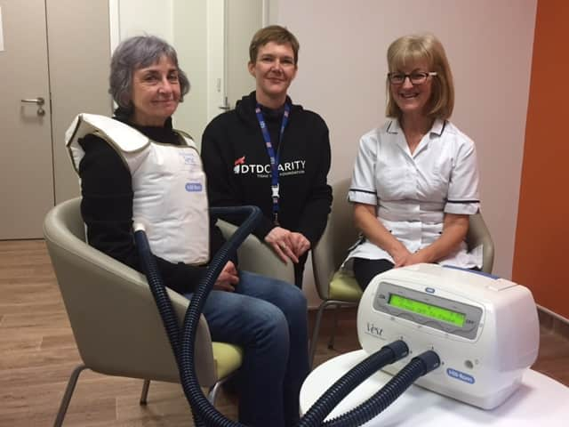 Brenda and Zoe trying out a Vest