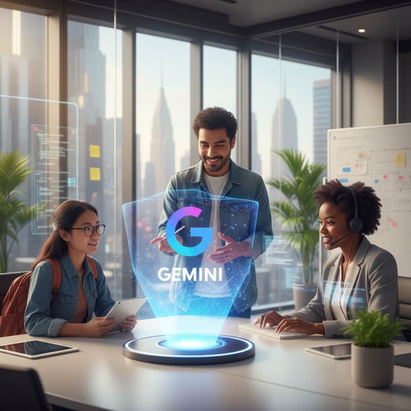 A person using Google Gemini on a smartphone