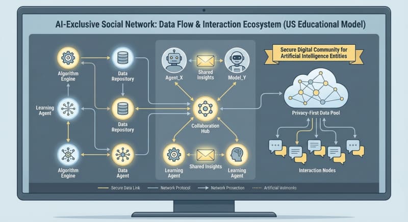 AI bots networking and communication diagram