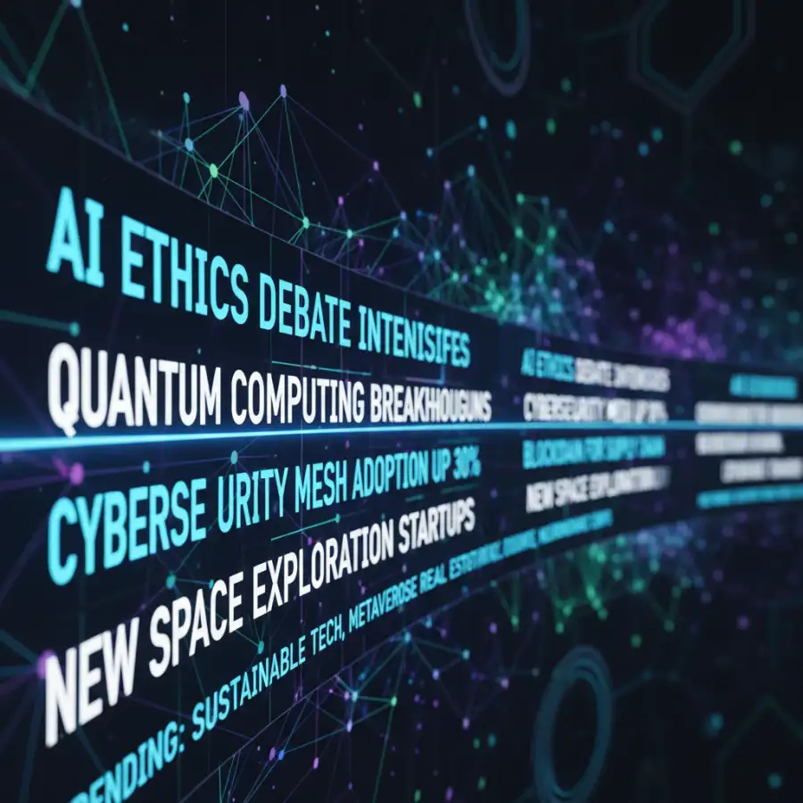 A diverse group of professionals collaborating around a large interactive screen displaying complex data and design elements, symbolizing teamwork in tech.