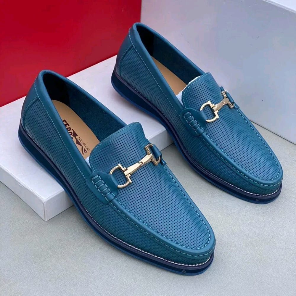 Teal Blue Dress Loafers