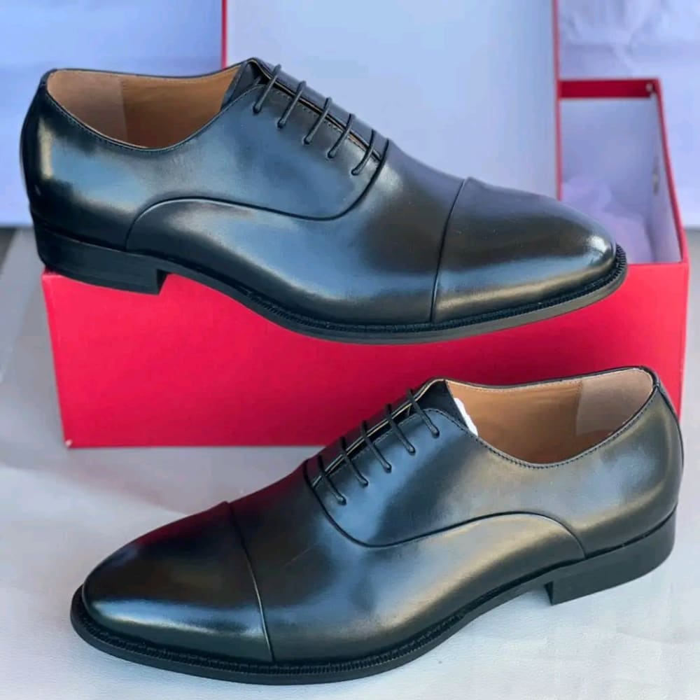 Black Cap-Toe Oxfords