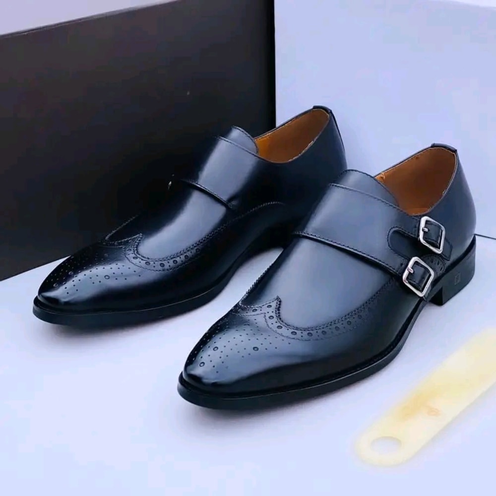 Black Monk Strap Shoes