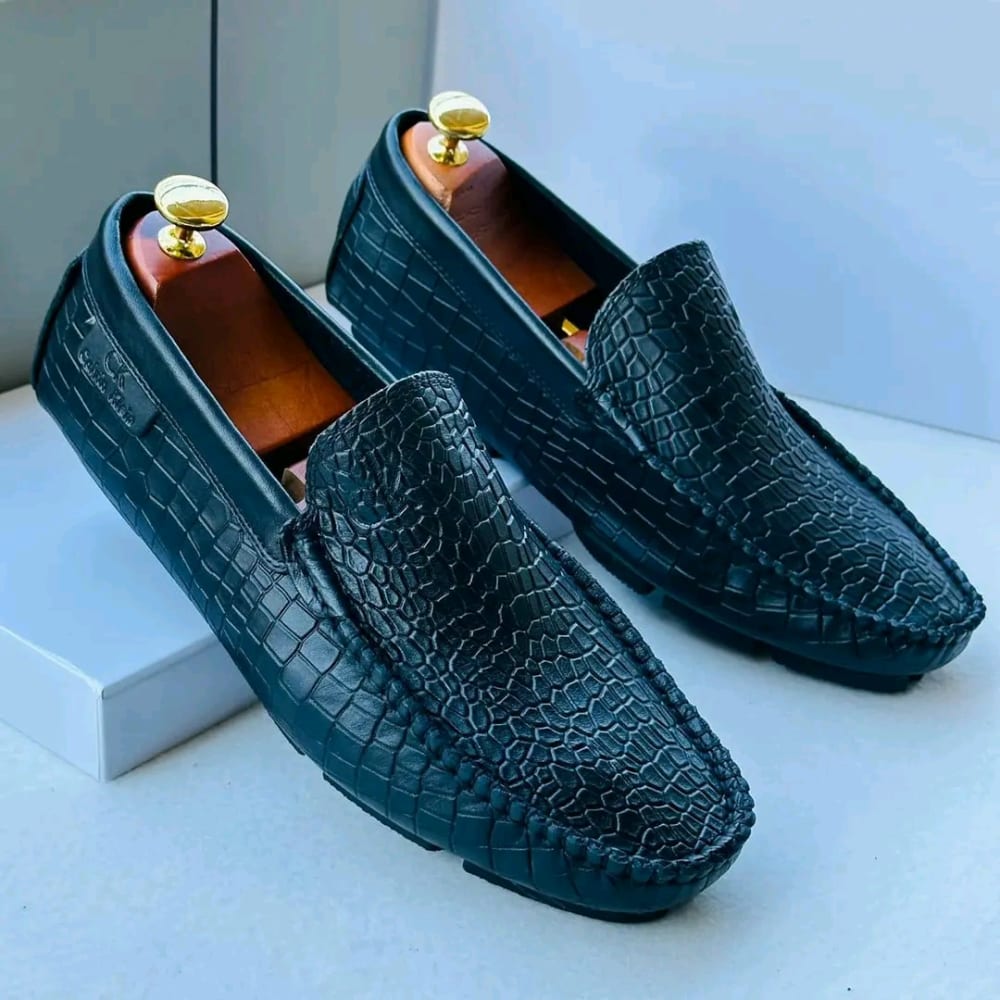 Textured Midnight Loafers