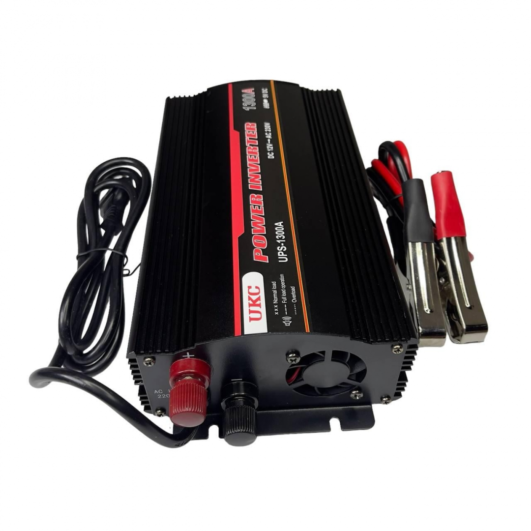 Безперебійник / Перетворювач напруги UKC UPS-1300A 12V → 230V, 1300W, зарядка АКБ, USB — 3