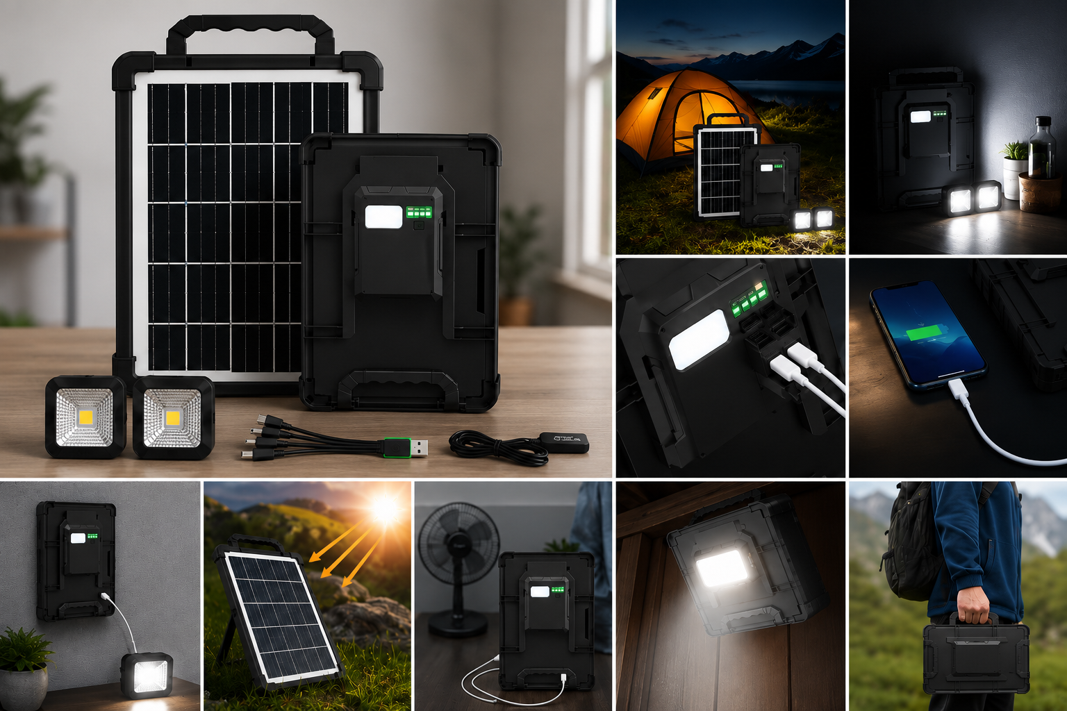 Портативна зарядна сонячна станція CoLamp CCLAMP CL-318PB-8W, 5400 mAh з LED-лампами / Автономне джерело живлення з сонячною — 4
