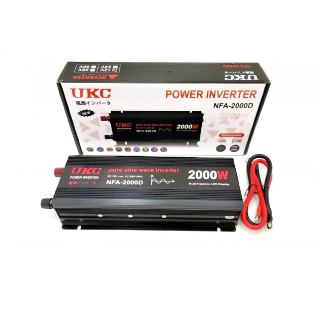 Інвертор із чистою синусоїдою UKC NFA-2000D, 12V–220V, 2000 W — 2