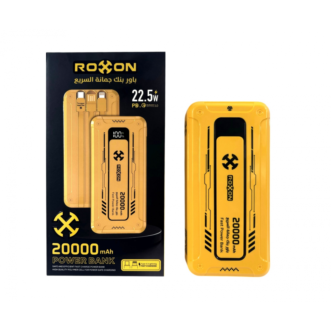 Зовнішній акумулятор ROXON RO11 20000 мА·год, 22,5 Вт, QC 3.0, із вбудованими кабелями — 2