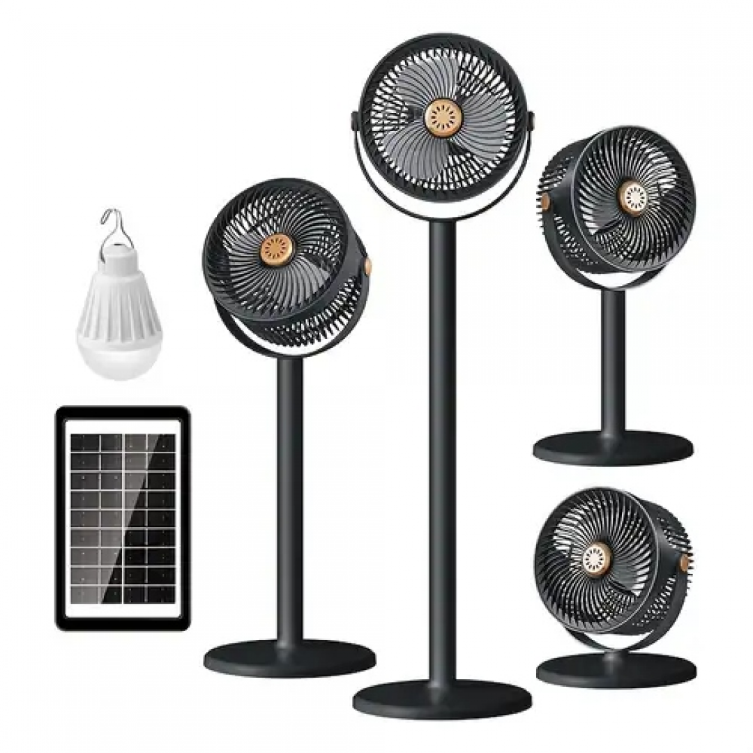 Вентилятор 4 в 1 Solar Floor Fan S39, 4000 мАг, сонячна панель, лампа, 5 швидкостей