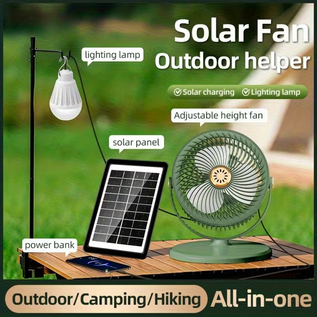 Вентилятор 4 в 1 Solar Floor Fan S39, 4000 мАг, сонячна панель, лампа, 5 швидкостей — 4