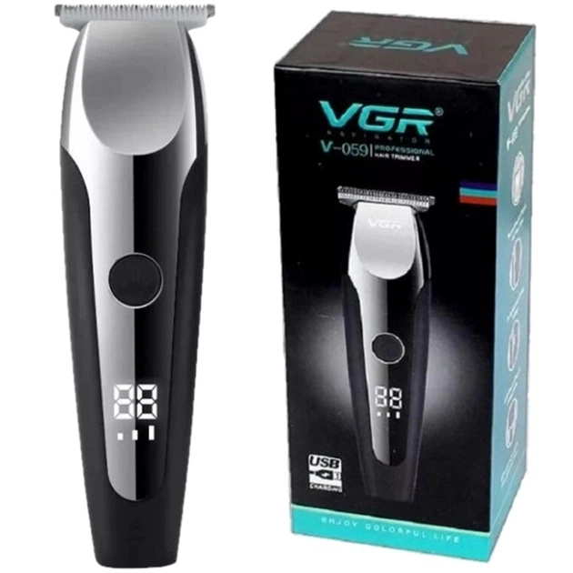 Акумуляторна машинка для стрижки волосся VGR V-059 з цифровим дисплеєм — 3