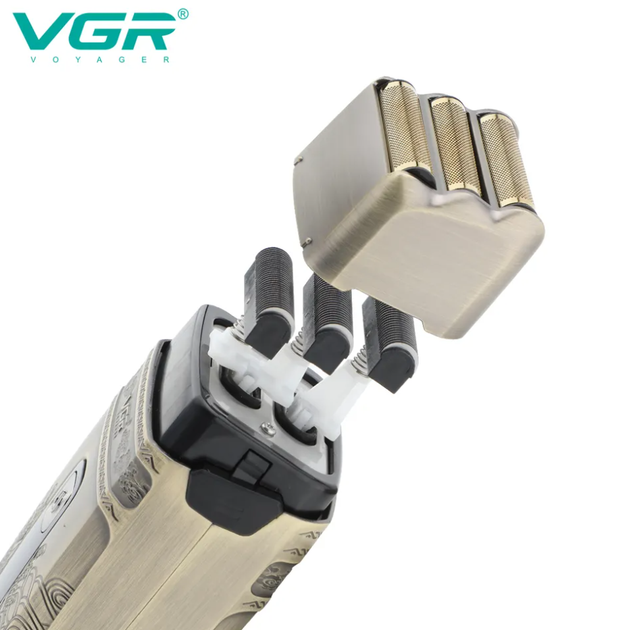 Професійна електробритва Шейвер VGR V-335 Shaver з трьома ножовимим блоками — 3