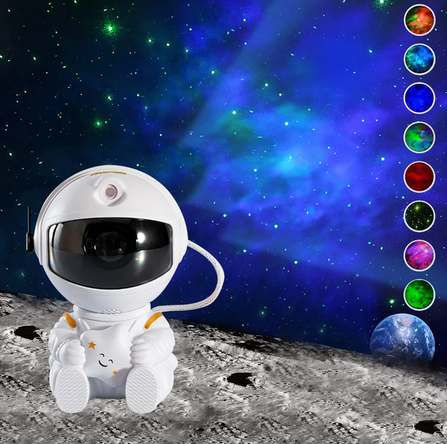 Проектор зоряного неба, лазерний нічник на пульту Astro Star Mini - White Космонавт (Світильник LED нічник) — 4
