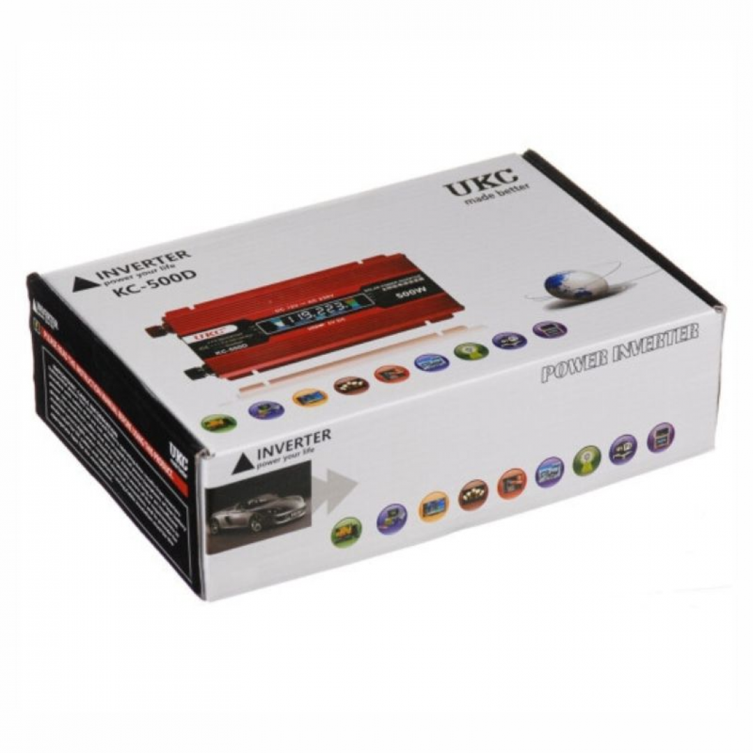 Перетворювач напруги UKC KC-500D 12V → 230V, 500W, LCD, USB — 2
