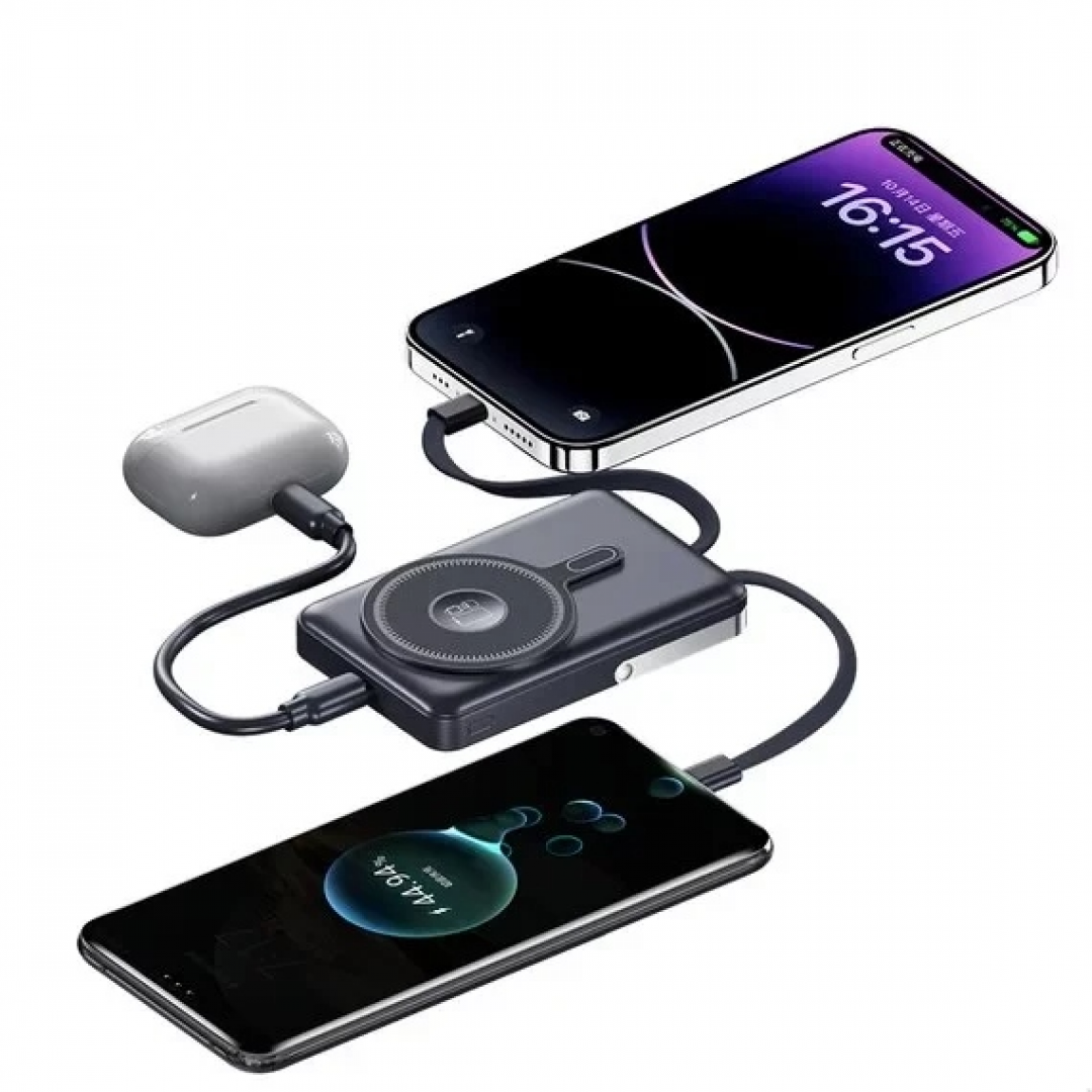 Зовнішній акумулятор TUGII Y05W 10000 мА·год, PD 22,5 Вт, MagSafe, бездротова зарядка 3-в-1, зарядна станція — 2