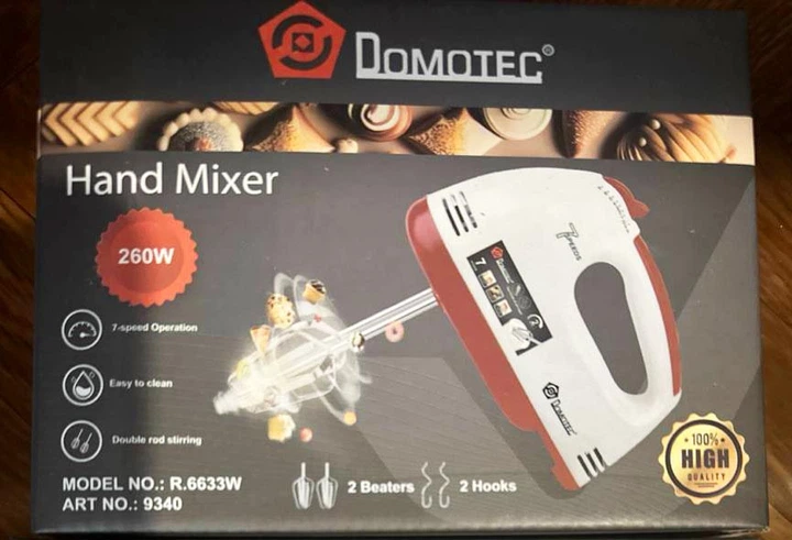 Ручний міксер Domotec R.6633W із насадками для замішування крутого тіста 260 Вт Білий — 3