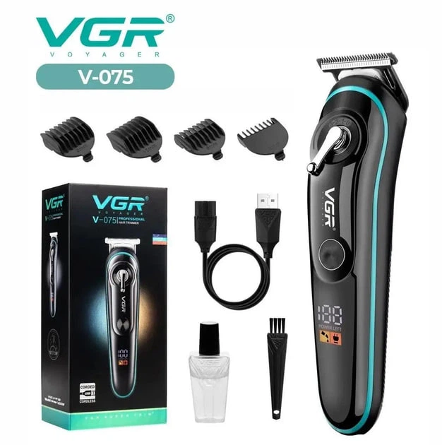 Акумуляторна машинка для стрижки волосся VGR V-075 з цифровим дисплеєм та регулюванням довжини зрізу