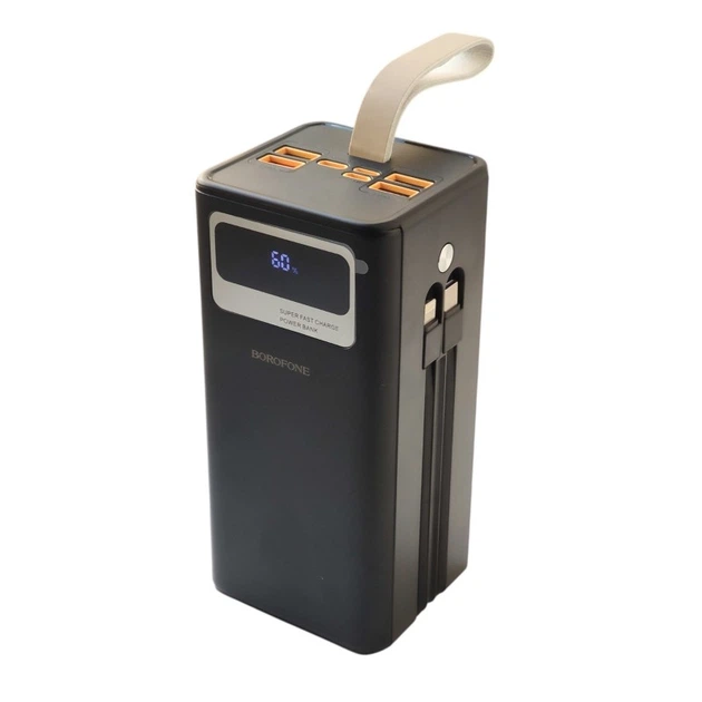 Power Bank Borofone DBT35B портативний зарядний пристрій на 50000 mAh PD22,5W зі швидкою зарядкою та ліхтариком + кабелі Type-C та Lightning