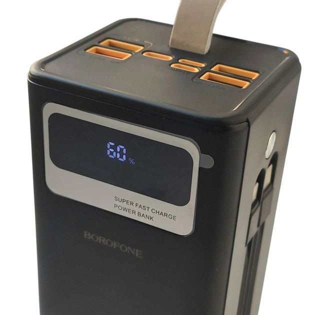 Power Bank Borofone DBT35B портативний зарядний пристрій на 50000 mAh PD22,5W зі швидкою зарядкою та ліхтариком + кабелі Type-C та Lightning — 3