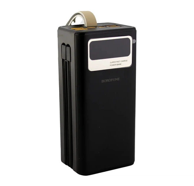 Портативний зарядний пристрій Power Bank BOROFONE DBT35A 40000mAh із вбудованими кабелями Black