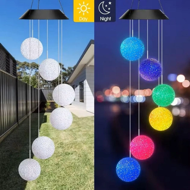 Садова підвісна лампа з 6 LED кулями на сонячній батареї MULTI 6 світлодіодів сонячна батарея до 6 годин