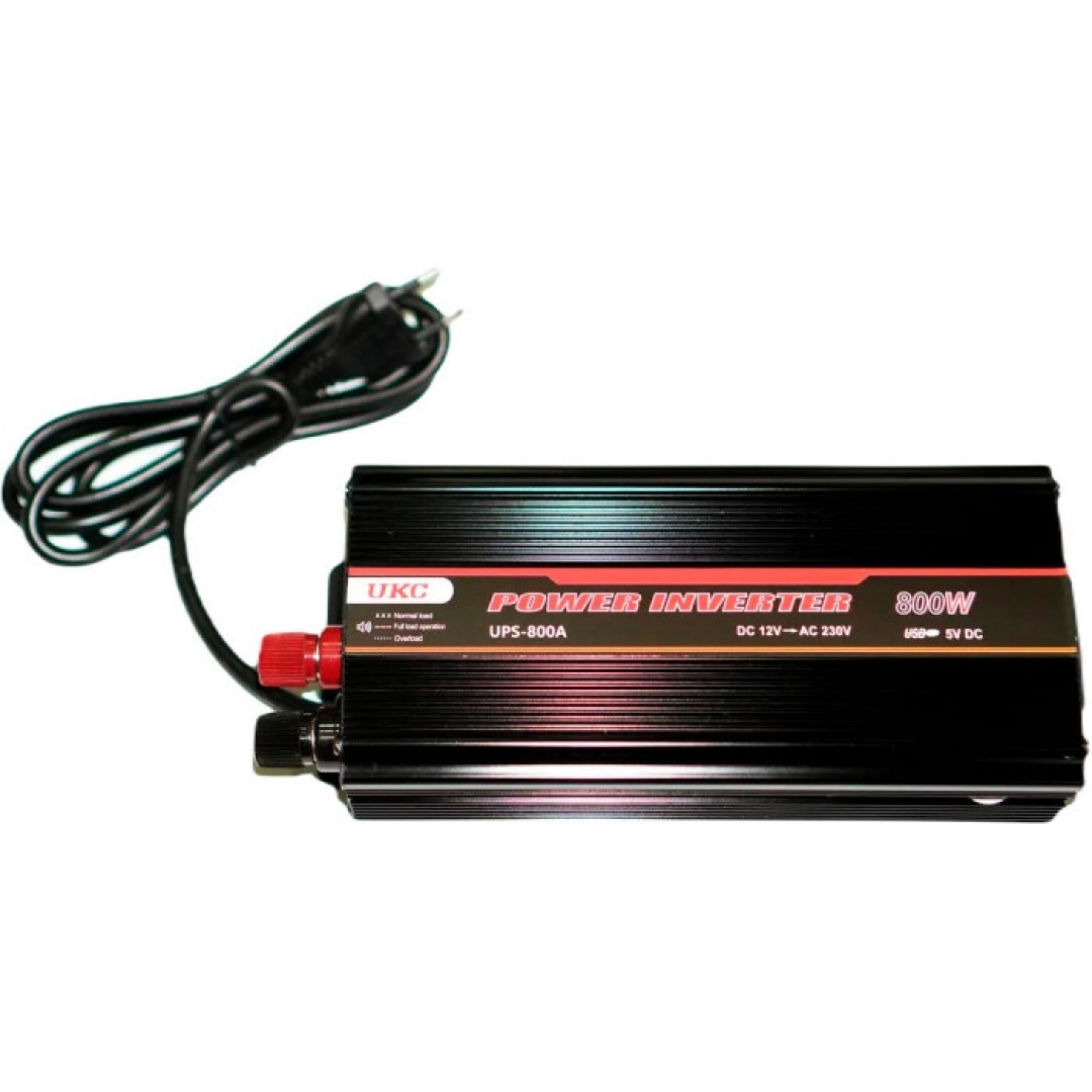 Безперебійник / Перетворювач напруги UKC UPS-800A 12V → 220–230V, 800W, зарядка АКБ, USB