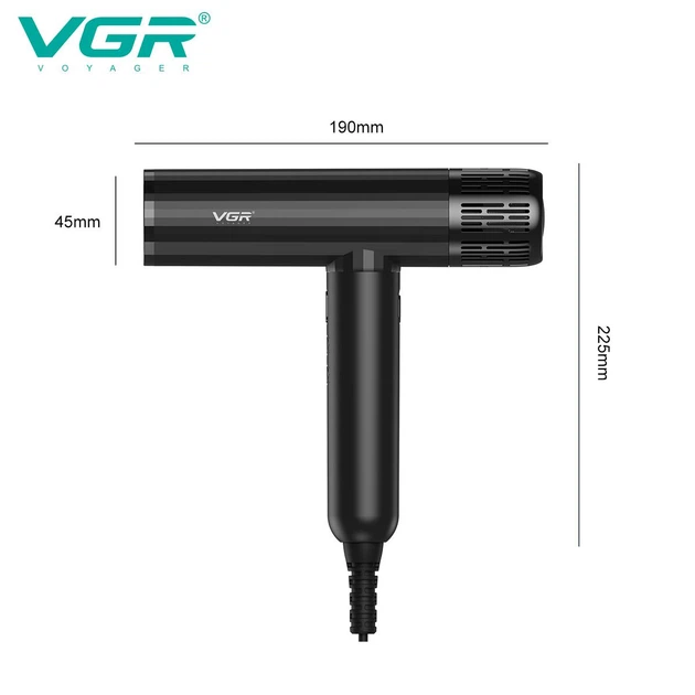 Фен професійний VGR V-427, 4 рівні обдування, 3 рівні температури, 11000 RPM, 3 насадки — 3
