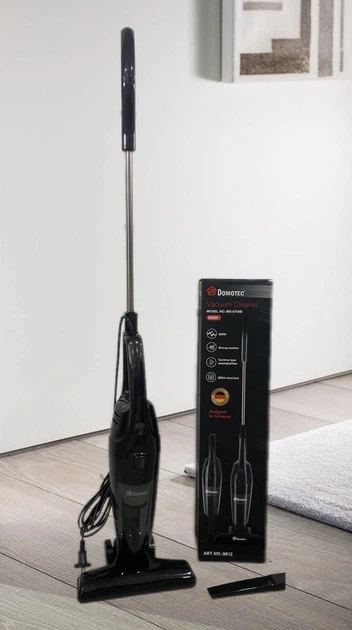 Вертикальний пілосос Domotec MS-8709B 2-в-1,2000Вт, циклонна система, HEPA-фільтр, контейнер 1 л, для підлоги, меблів та вузьких місць
