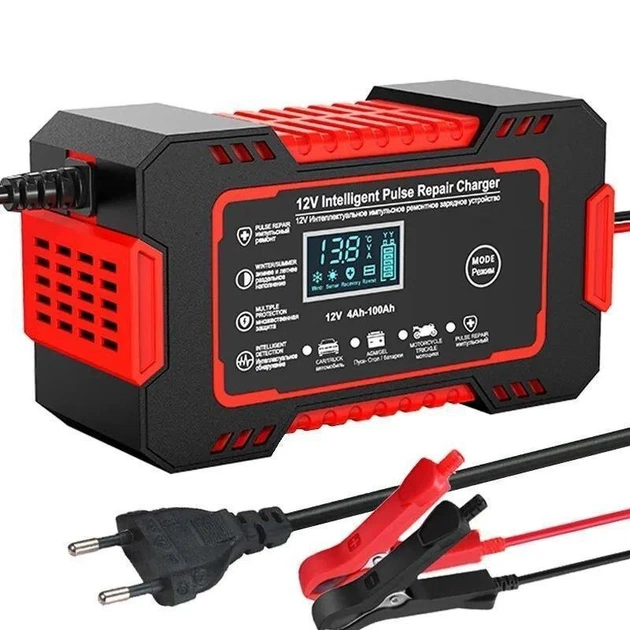 Зарядне пристрій EAFC 12V 6A для авто та мотоакумуляторів • Автоматичне, ЖК-дисплей