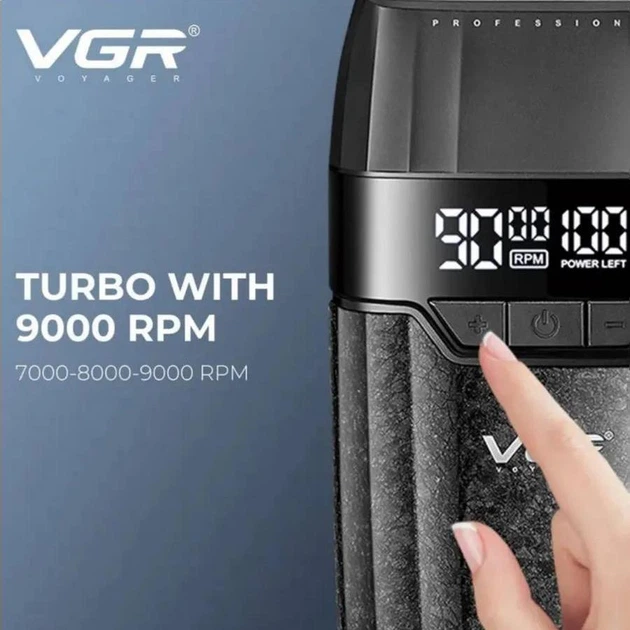 Електробритва VGR V-640S Black з LED-дисплеєм та подвійним лезом — 5