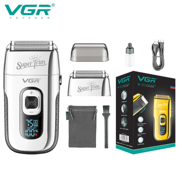 Електробритва VGR V-332 SILVER шейвер, подвійне лезо, тример, LED Display — 2