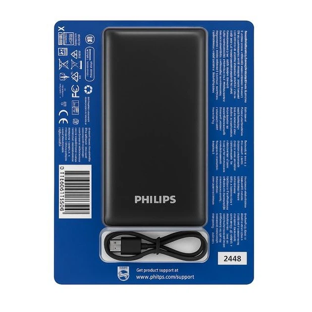 Універсальний повербанк Philips 20000 мА·год з швидкою зарядкою PD 20W та трьома портами